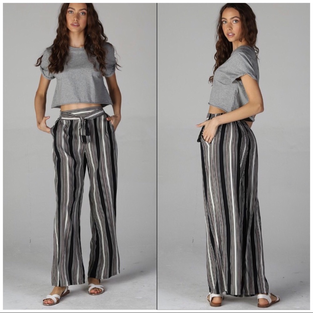 STRETCH  SMOCK WAIST WIDE LEG PANTS with POCKETS - Picture 7 of 15